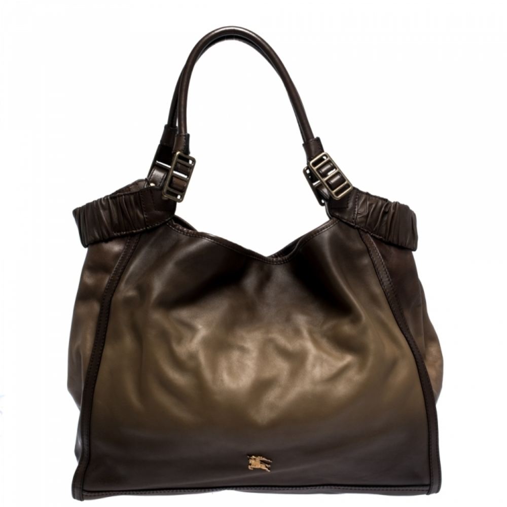 Burberry Brown Ombre Leather Shopper Tote